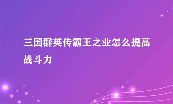 三国群英传霸王之业怎么提高战斗力