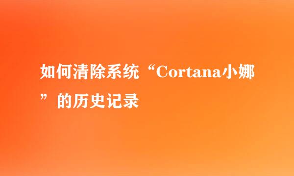 如何清除系统“Cortana小娜”的历史记录