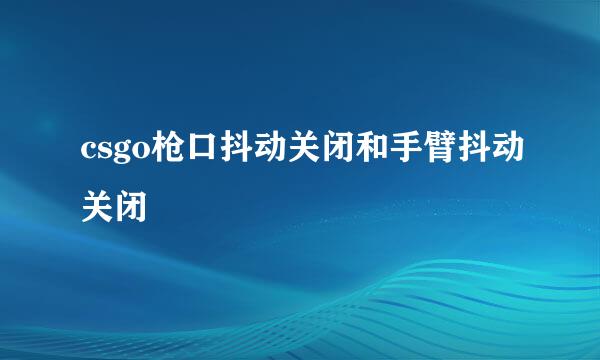 csgo枪口抖动关闭和手臂抖动关闭
