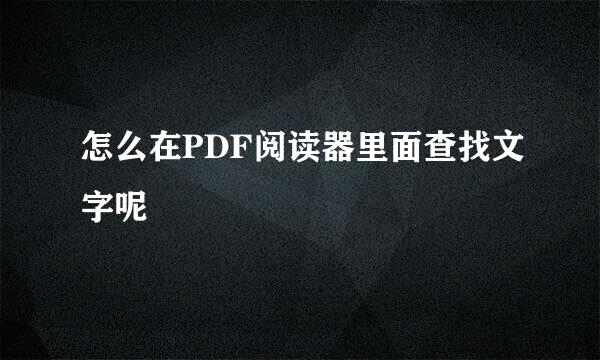 怎么在PDF阅读器里面查找文字呢