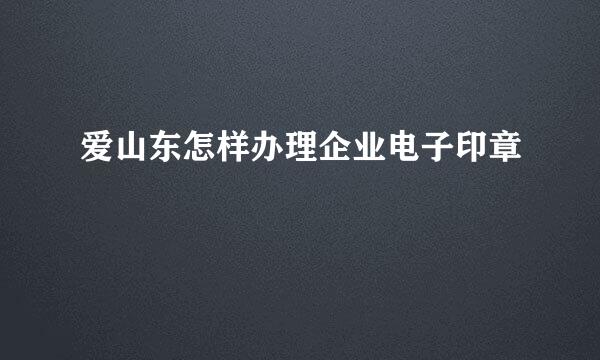 爱山东怎样办理企业电子印章