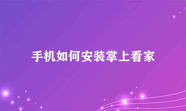 手机如何安装掌上看家