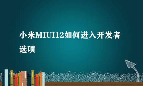 小米MIUI12如何进入开发者选项