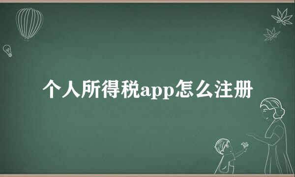 个人所得税app怎么注册