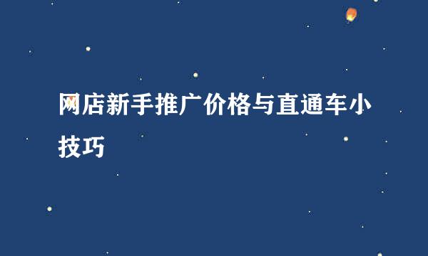 网店新手推广价格与直通车小技巧