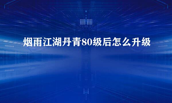 烟雨江湖丹青80级后怎么升级