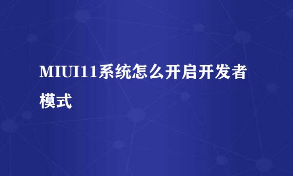 MIUI11系统怎么开启开发者模式