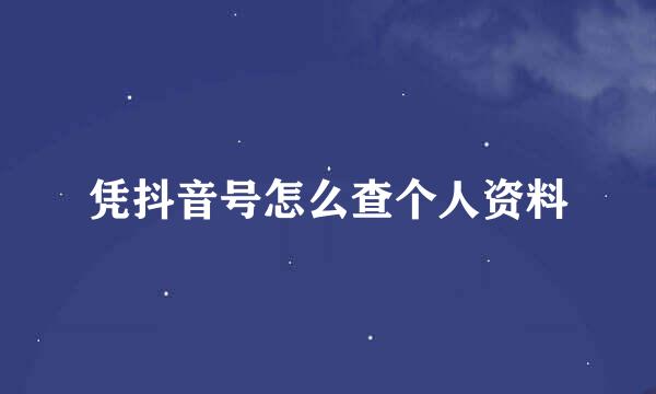 凭抖音号怎么查个人资料