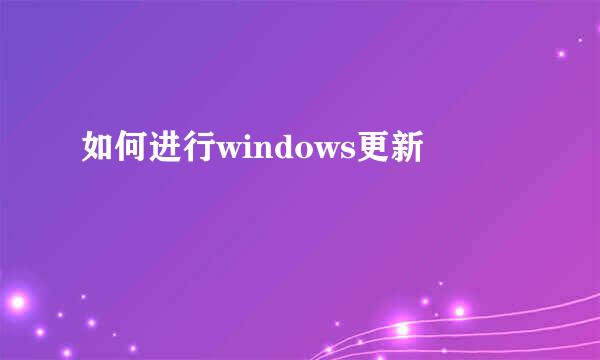 如何进行windows更新