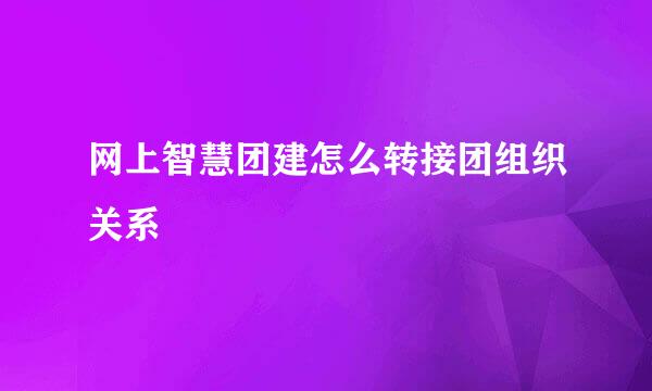 网上智慧团建怎么转接团组织关系