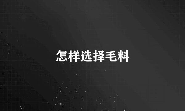 怎样选择毛料