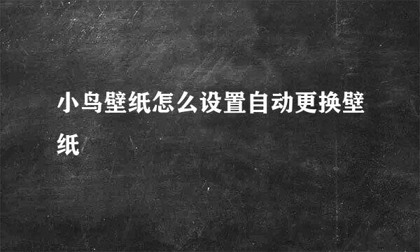 小鸟壁纸怎么设置自动更换壁纸