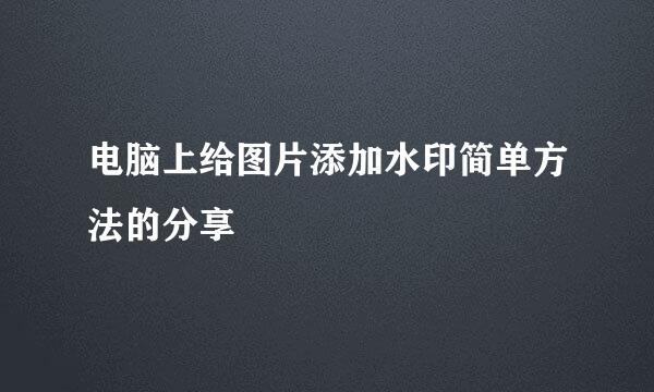 电脑上给图片添加水印简单方法的分享