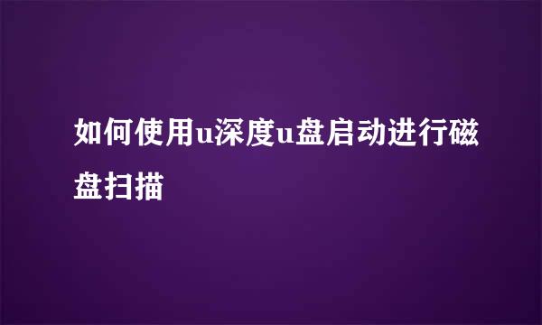 如何使用u深度u盘启动进行磁盘扫描