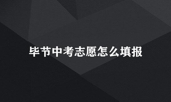 毕节中考志愿怎么填报