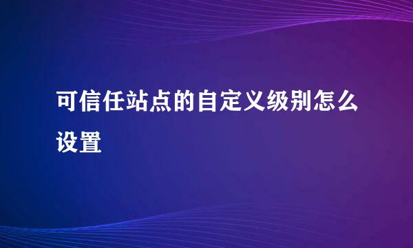 可信任站点的自定义级别怎么设置