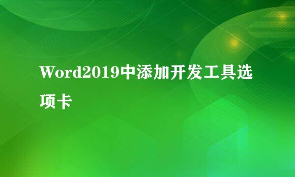 Word2019中添加开发工具选项卡