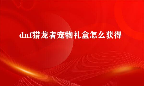 dnf猎龙者宠物礼盒怎么获得