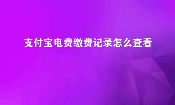 支付宝电费缴费记录怎么查看