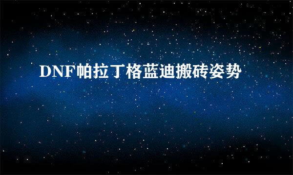 DNF帕拉丁格蓝迪搬砖姿势