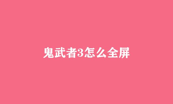鬼武者3怎么全屏