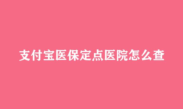 支付宝医保定点医院怎么查