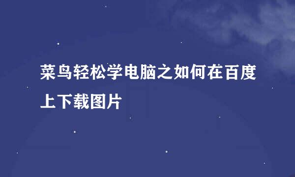 菜鸟轻松学电脑之如何在百度上下载图片