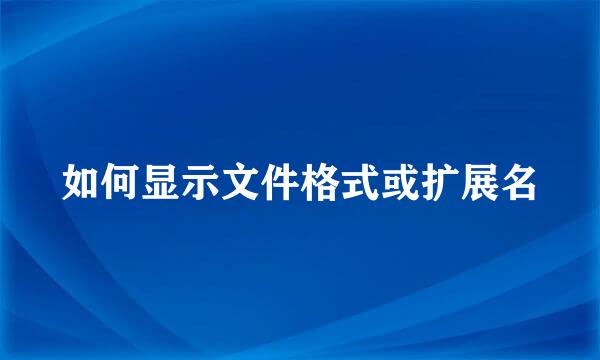 如何显示文件格式或扩展名
