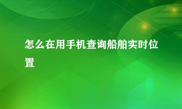怎么在用手机查询船舶实时位置