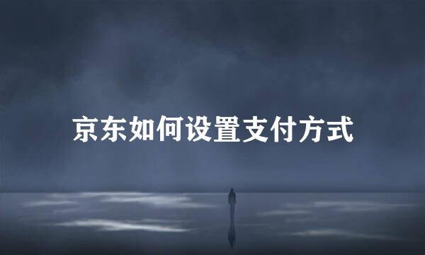 京东如何设置支付方式