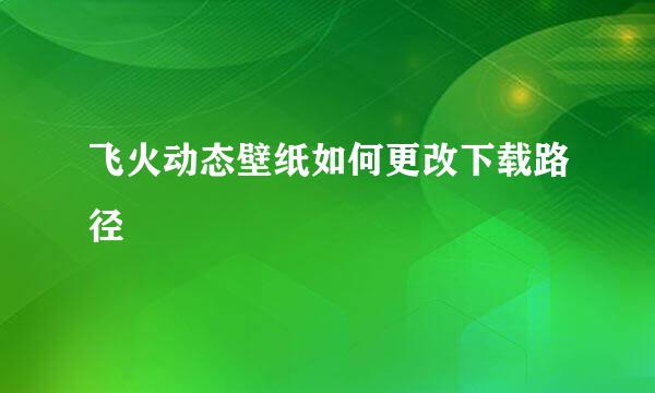 飞火动态壁纸如何更改下载路径