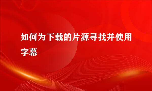 如何为下载的片源寻找并使用字幕