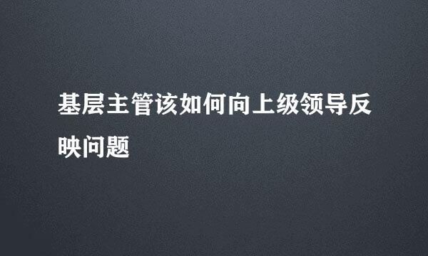 基层主管该如何向上级领导反映问题