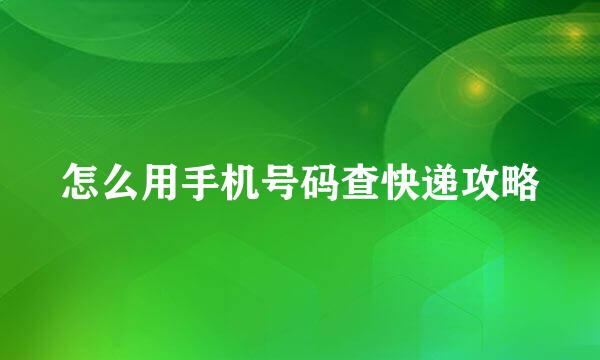 怎么用手机号码查快递攻略