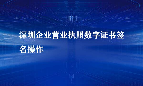 深圳企业营业执照数字证书签名操作