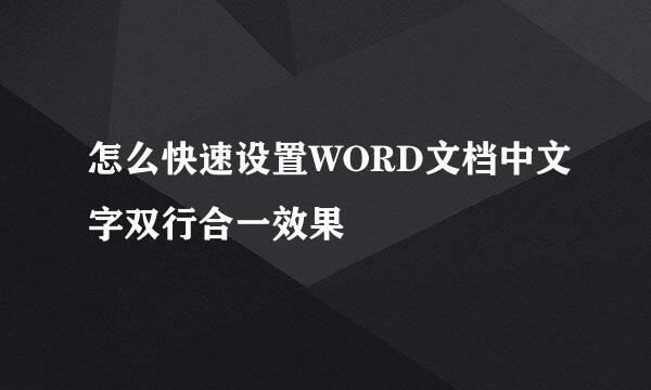 怎么快速设置WORD文档中文字双行合一效果
