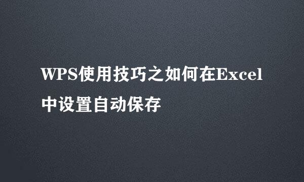 WPS使用技巧之如何在Excel中设置自动保存