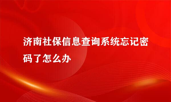 济南社保信息查询系统忘记密码了怎么办