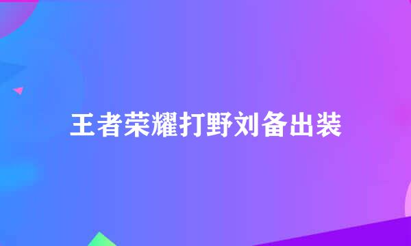王者荣耀打野刘备出装