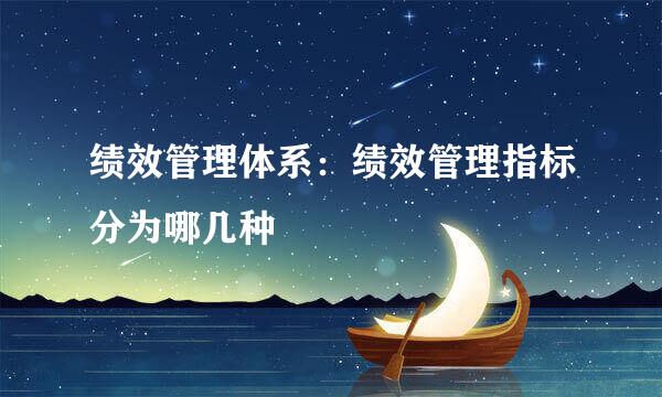 绩效管理体系：绩效管理指标分为哪几种