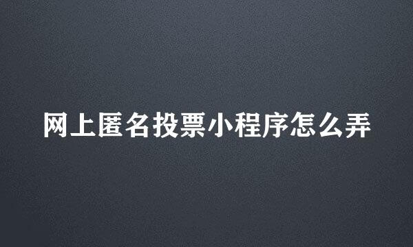 网上匿名投票小程序怎么弄