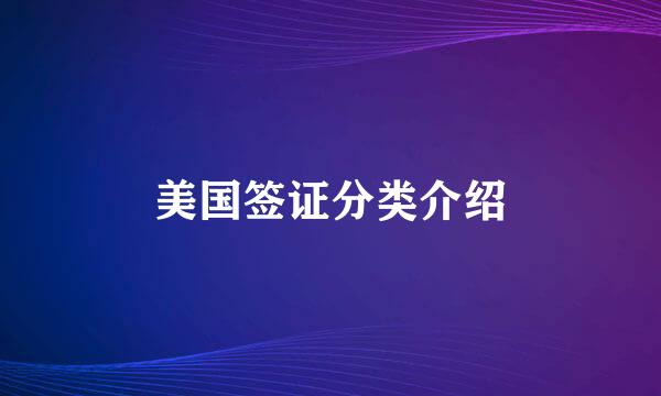 美国签证分类介绍