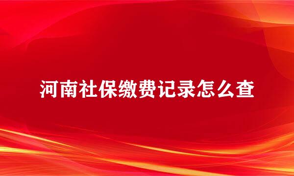 河南社保缴费记录怎么查