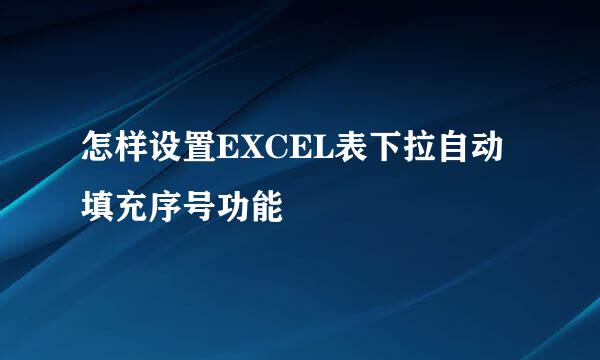怎样设置EXCEL表下拉自动填充序号功能