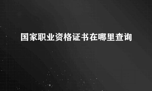 国家职业资格证书在哪里查询