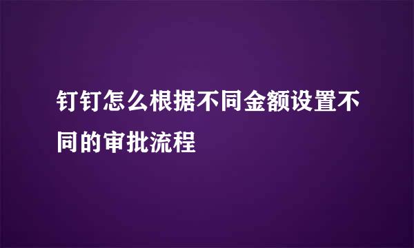 钉钉怎么根据不同金额设置不同的审批流程