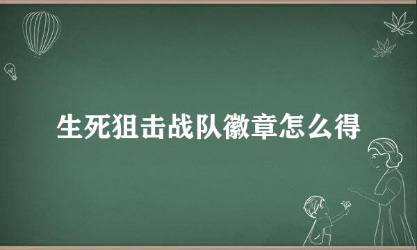 生死狙击战队徽章怎么得