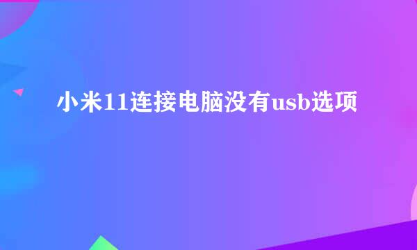 小米11连接电脑没有usb选项
