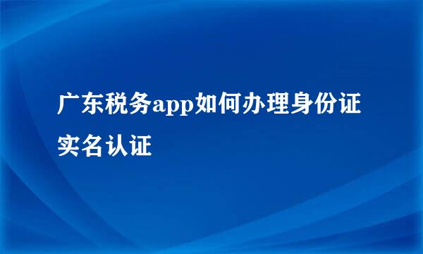 广东税务app如何办理身份证实名认证