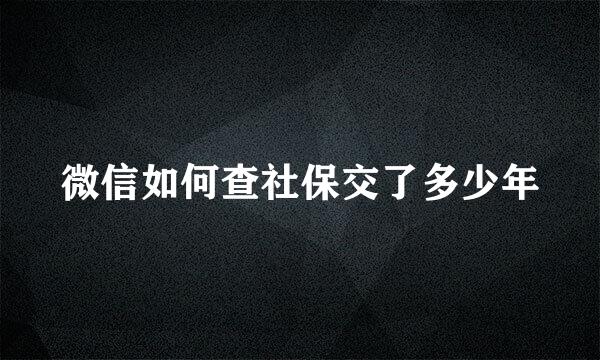 微信如何查社保交了多少年